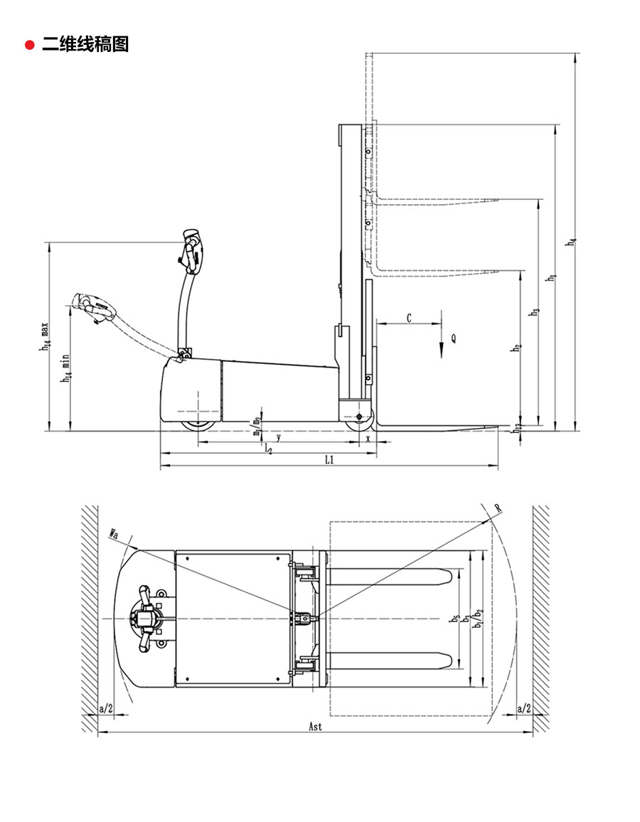 中力 1.0吨平衡重式堆高车ECT101Z