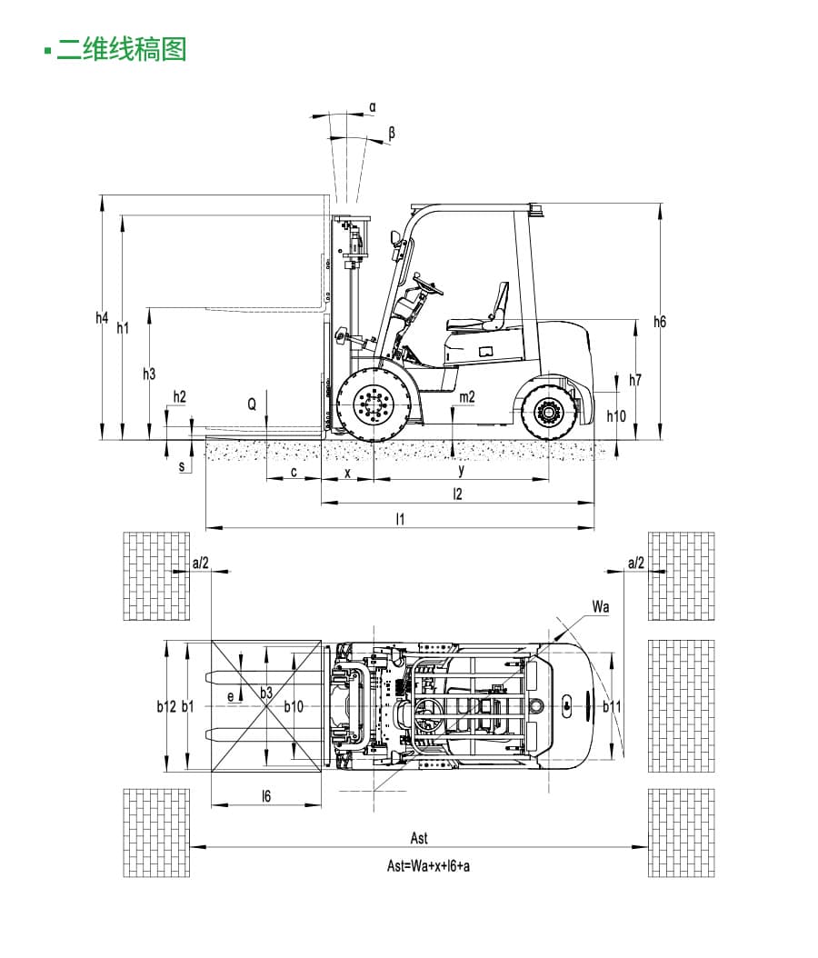 中力 2.5吨油改电叉车ICE251B