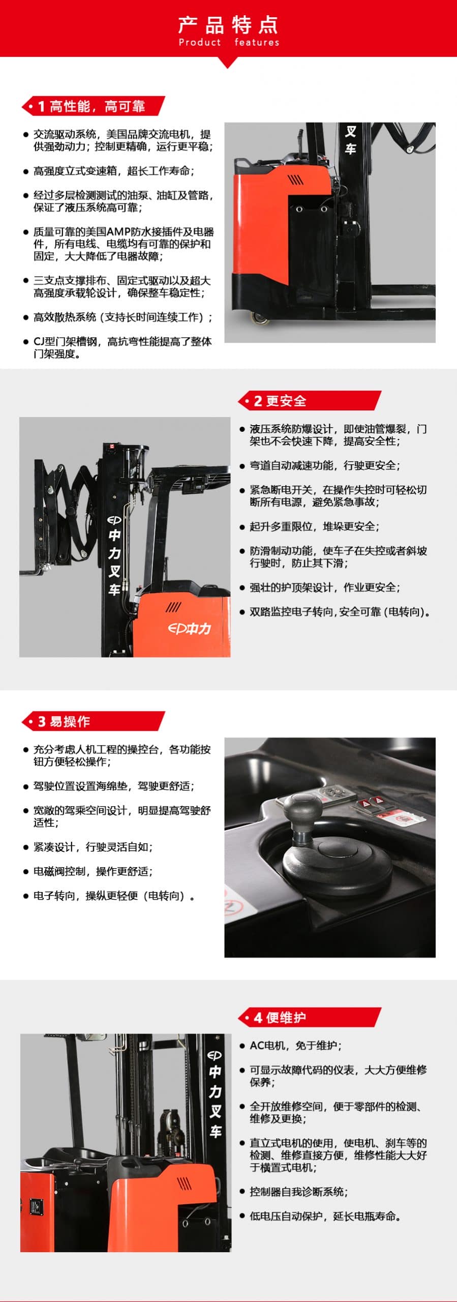 中力CQD12SSD 1.2吨电动前移式叉车