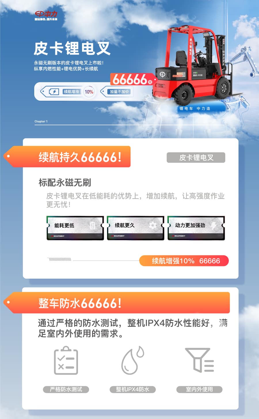 中力EFX281B/301B 2.8/3.0吨锂电叉车 皮卡锂电叉车