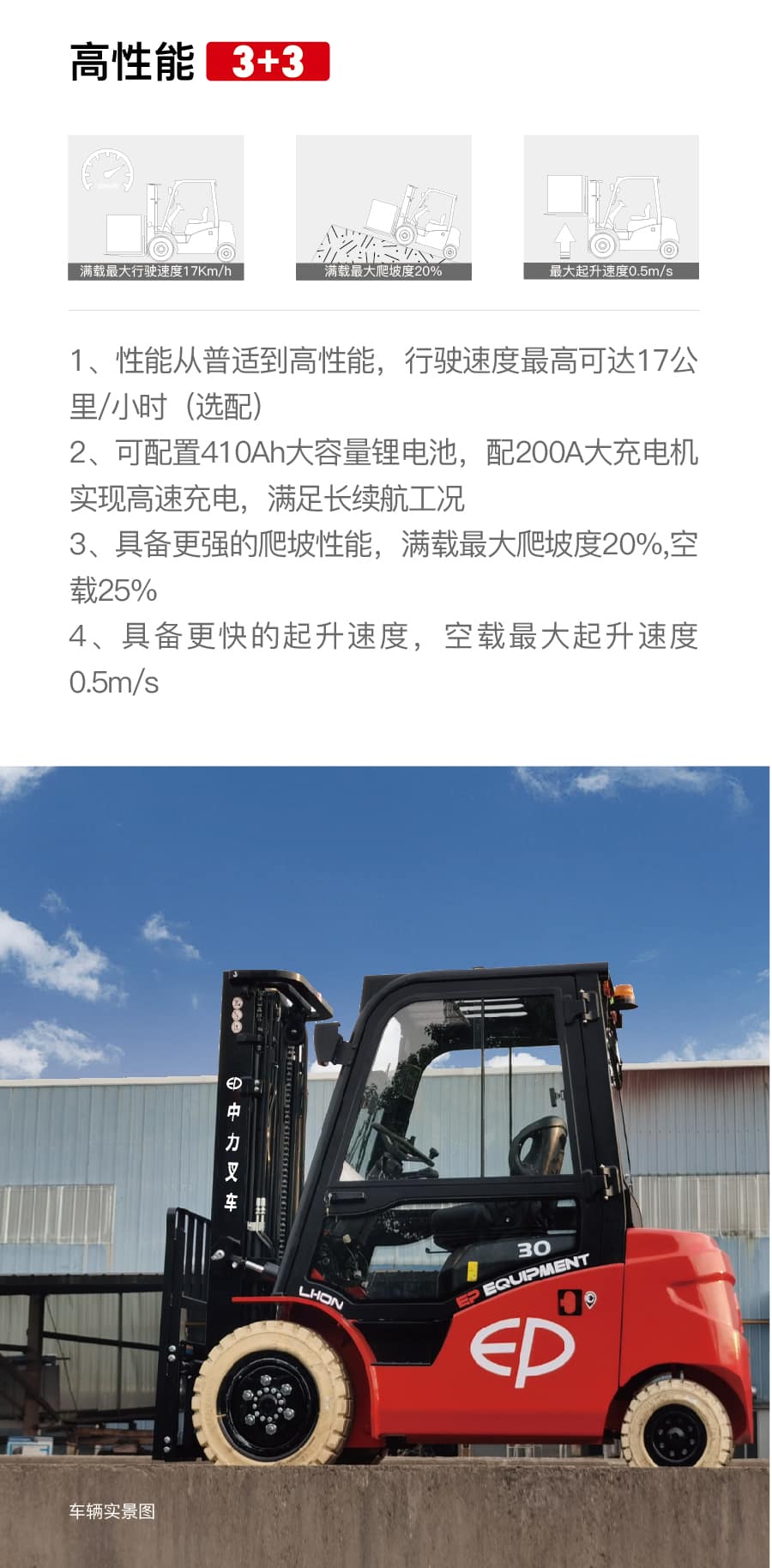 中力ICE253B/303B/353B(S)第三代锂电叉车
