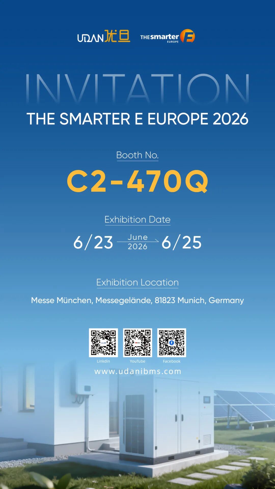 邀请函 | 优旦科技邀您共赴德国慕尼黑The smarter E Europe 2026